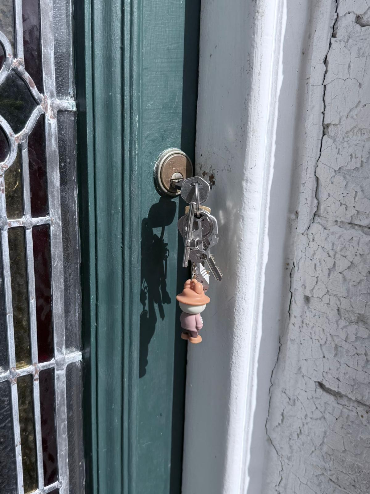 Front door key in a cylinder lock